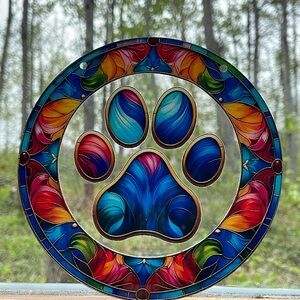Suncatcher Acrylic Paw Print Acrylic Decorative Home Decor Memorial Gift New